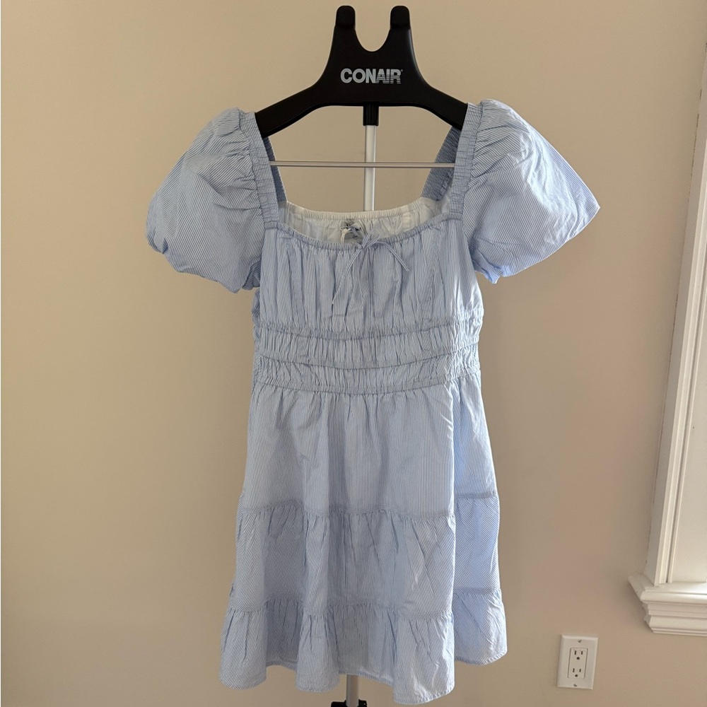 Sunday Best Light Blue Puff Sleeve Dress
